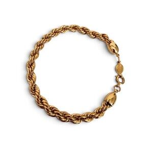 Vintage 1970s Napier Gold Tone Chunky Twisted Rope Chain Bracelet